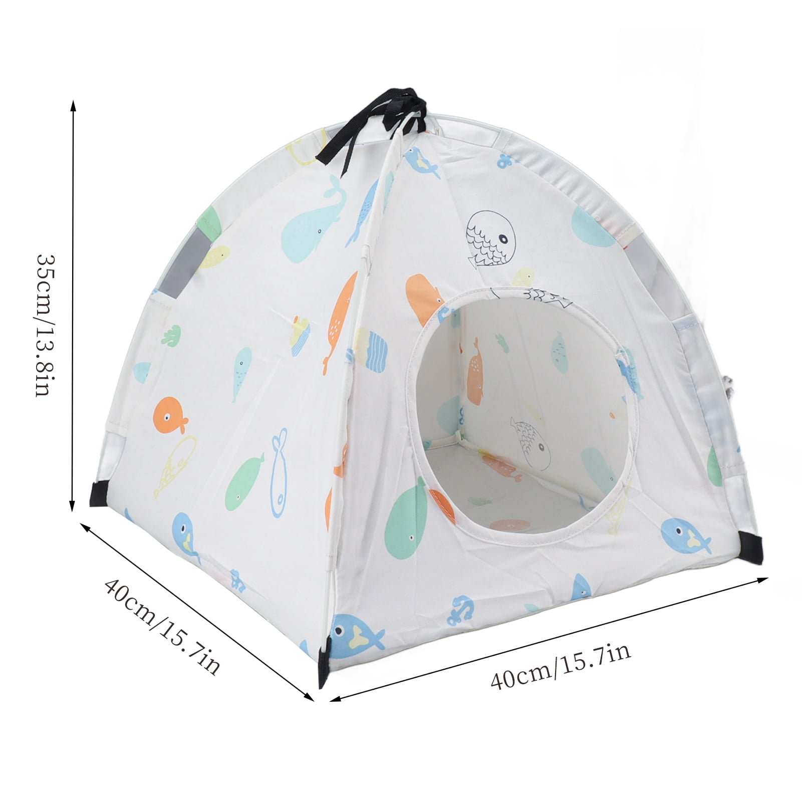 Riousery Portable Detachable Cat Tent Washable Pet Indoor Playpen Enclosure for Small Pets Puppy Cats, Cartoon Print Soft-Sided Exercise Foldable Camp Equipment, 15.7 inches / 40 cm
