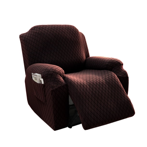 Xiao Hua Funda de sofá marrón con estampado de espiga, elástica, jacquard, para sala de estar, reclinable, fácil de lavar, funda protectora para sofá.