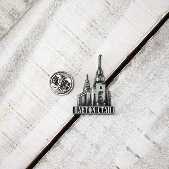 Ringmasters Layton Utah Temple 3/4" Antique Silver Pin