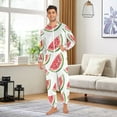 thumbnail image 6 of FORMRS Onesies Pajama for Adults Unisex Hoodie Winter Jumpsuit One Piece Sleepwear, Sizes S-2XL, White Watermelon, 6 of 7