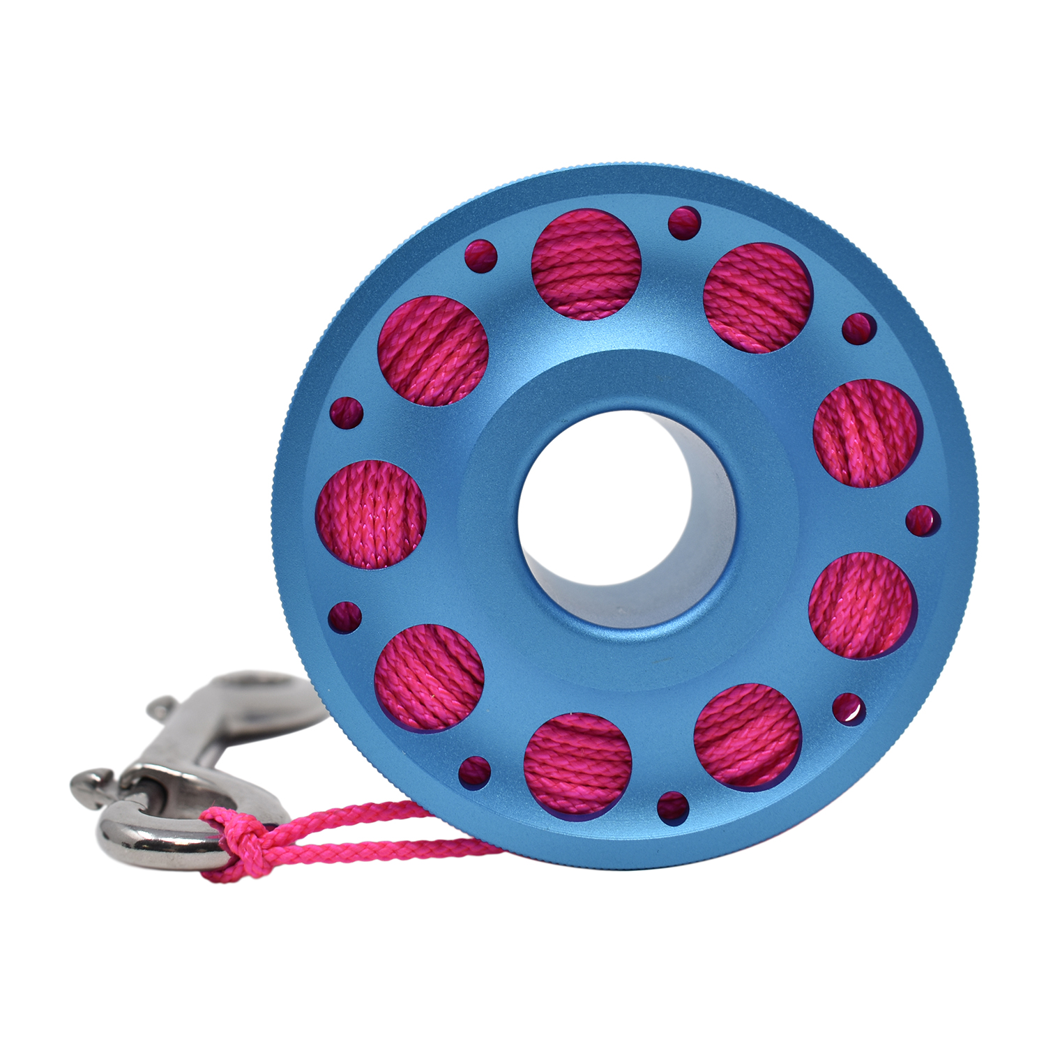 Aluminum Finger Spool 100ft Dive Reel w/ Spinning Holder, Baby Blue/Pink - image 3 of 3