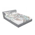 thumbnail image 3 of Ambesonne Nautical Fitted Sheet & Pillow Sham Set, Scallop Starfish Whelk, Twin, Brown Warm Taupe Teal, 3 of 3