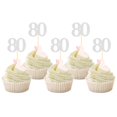 thumbnail image 1 of Cupcake Toppers Sotpot para 80 cumpleaños, 80 años, 30 unidades, color plateado, 1 of 6