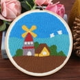 thumbnail image 2 of Punch Embroidery Starter Kits with Punch Embroidery Pen DIY Needlework 15cm , Windmill, 2 of 8
