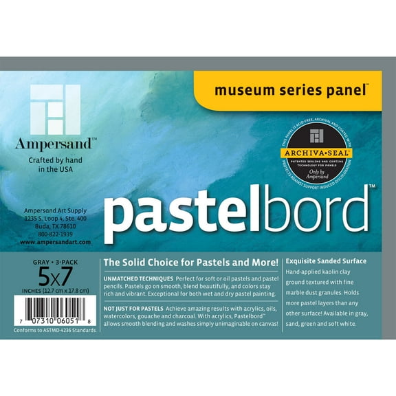 Ampersand Art Pastelbord, 5" x 7" Gray, 3/Pkg.
