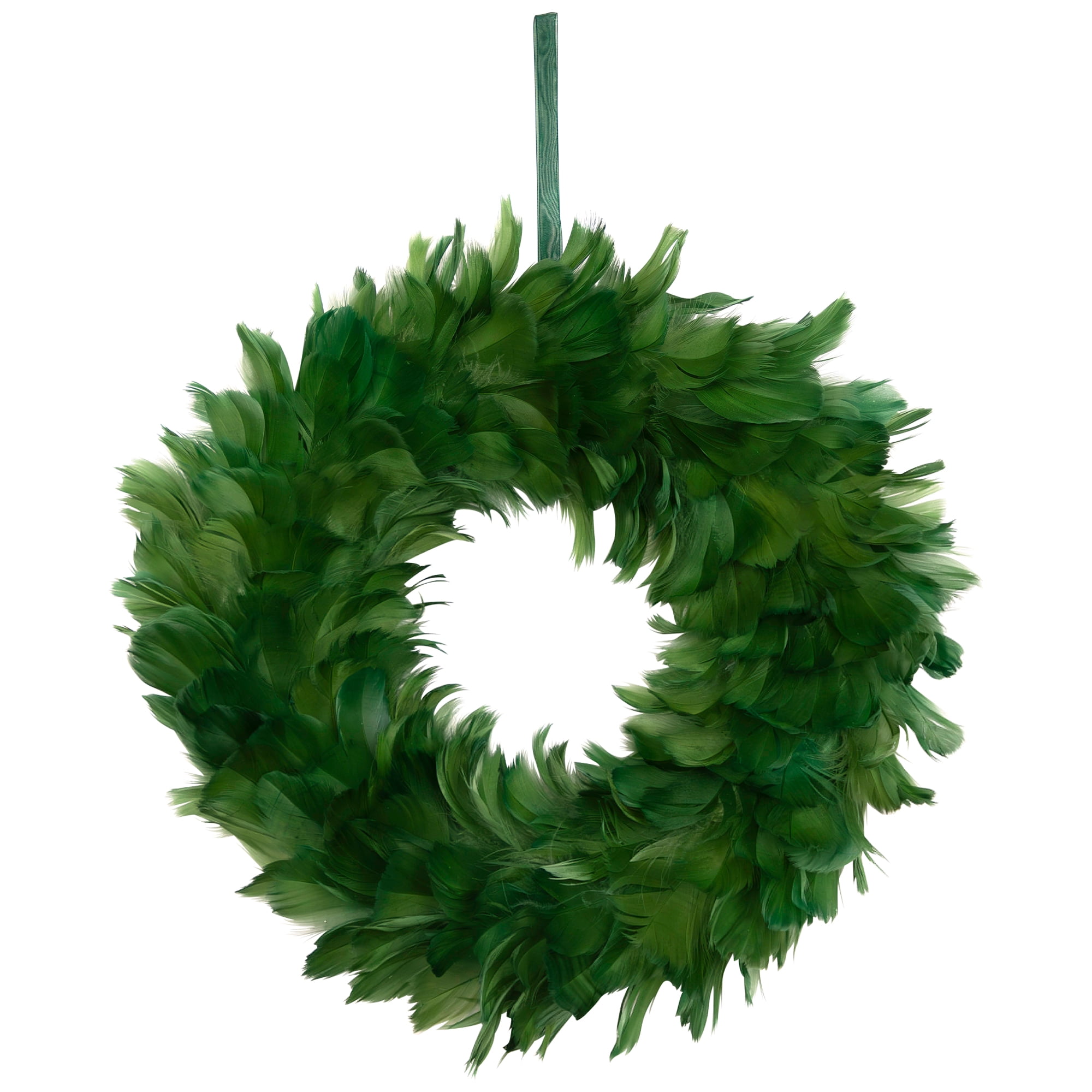Northlight Wispy Feather Christmas Wreath - 14.5" - Unlit - Green