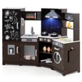 thumbnail image 1 of Gymax Corner Kids Play Kitchen Wooden Pretend Toy Kitchen w/ Realistic Lights Brown, 1 of 10