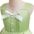thumbnail image 4 of Sngxgn Girls Dresses Short Sleeve Solid Color Casual A-Line Pleated Dress(Green,150), 4 of 8