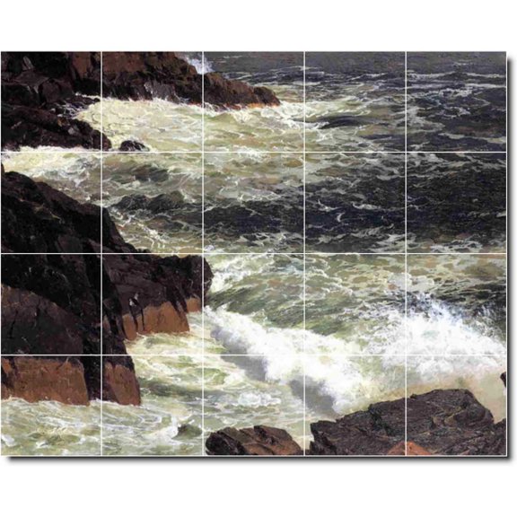 Ceramic Tile Mural-Frederic Church Waterfalls Custom Tile Mural 27. 30" w x 24" h using (20) 6 x 6 ceramic tiles