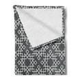 thumbnail image 2 of Grey and White Soft Flannel Fleece Throw Blanket, Moroccan Star Pattern Traditional Tile Symmetrical Motifs, Cozy Plush for Indoor and Outdoor Use, 60" x 80", Charcoal Grey White, by Ambesonne, 2 of 5