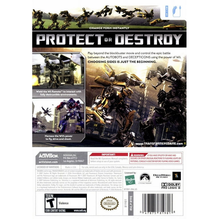Transformers The Game - Wii - Walmart.com