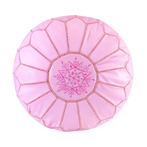 Stuffed Handmade Moroccan Genuine Leather Ottoman