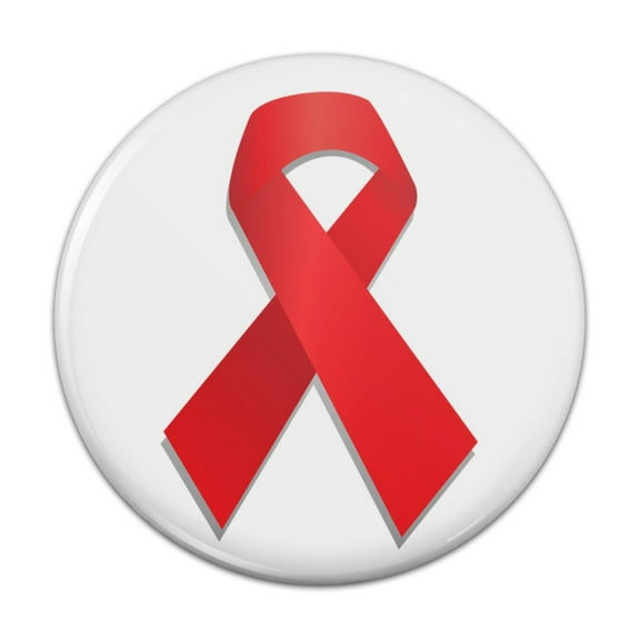Red Awareness Ribbon Drug Free HIV AIDS Pinback Button Pin