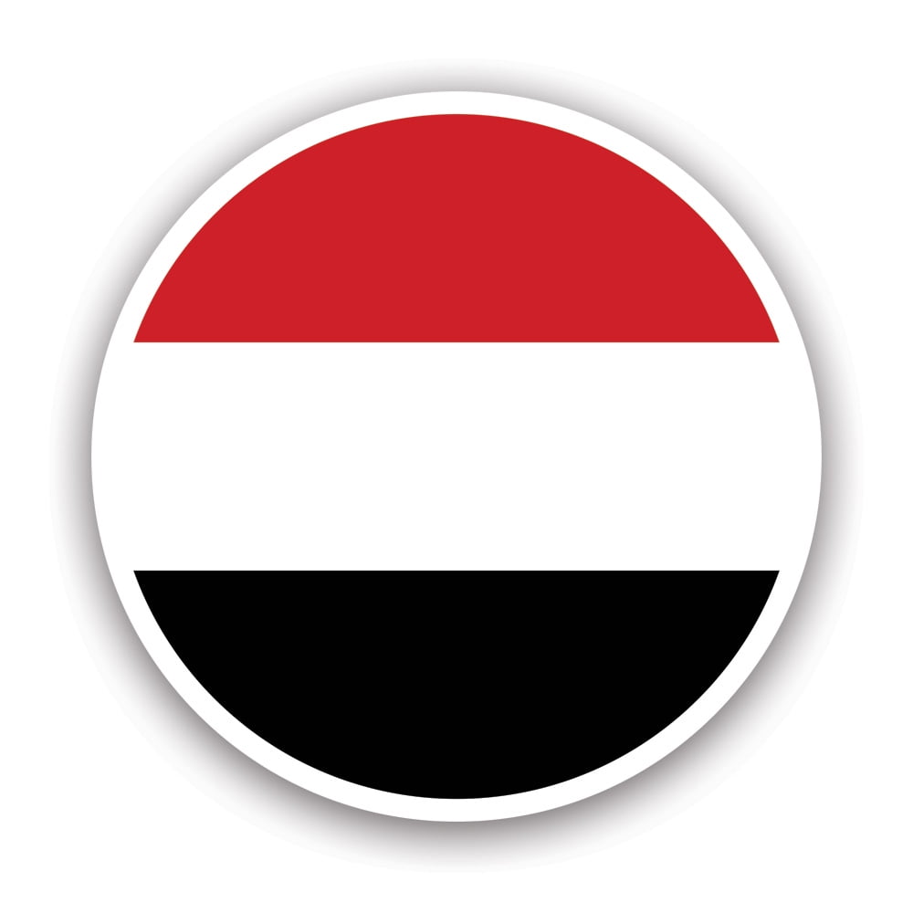 Round Yemeni Flag Sticker Decal Self Adhesive Vinyl Weatherproof