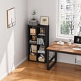 thumbnail image 7 of Bookshelf with Storage Bin, 6-Cube Storage Organizer, Modern Wood Open Bookcase, Multifunctional Display Shelf for Living Room, Bedroom, Home Office, Black, 7 of 7