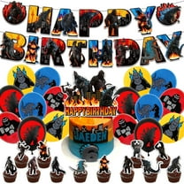 PUMPUMP Godzilla Birthday Decorations, 44 Pcs King of the Monster Movie Theme Party Supplies Include Happy Birthday Banner, Cake Topper, Cupcake Toppers, Balloons for Kids Boys Party Decorations