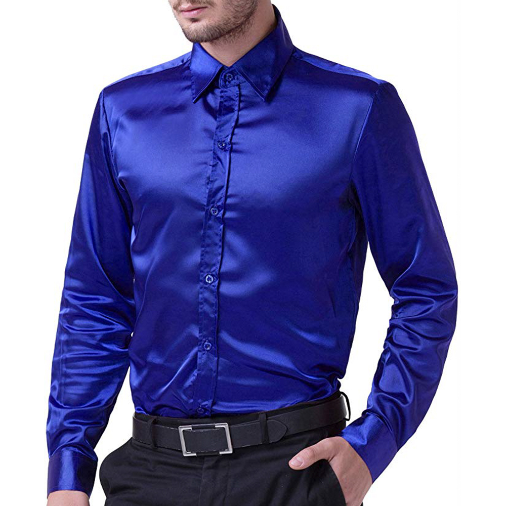 Seyurigaoka Men Formal Satin Shirts 