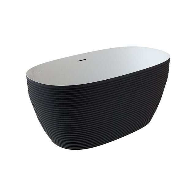 A&E Bath and Shower Beech 59 In. X 29.5 In. Acrylic Bathtub With Horizontal Grooves Pattern In Matte Black