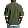 thumbnail image 4 of Lumtrix Short Sleeve Waffle Shirts for Men Spring Summer Quarter Zip Tops Casual Big and Tall Workout Pullover Army Green M, 4 of 8