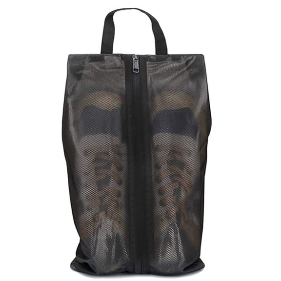 Shoe Bag for Travel, Water-Resistant Shoe Pouch for Gym, Odor-Resistant Soccer Cleats Bag for Sport (Black, 1-Pack)
