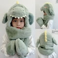 thumbnail image 3 of Sofullue Fashion Dinosaur Animal Hooded Scarf with Mittens 3 in 1 Hat Headband Soft Plush, 3 of 19
