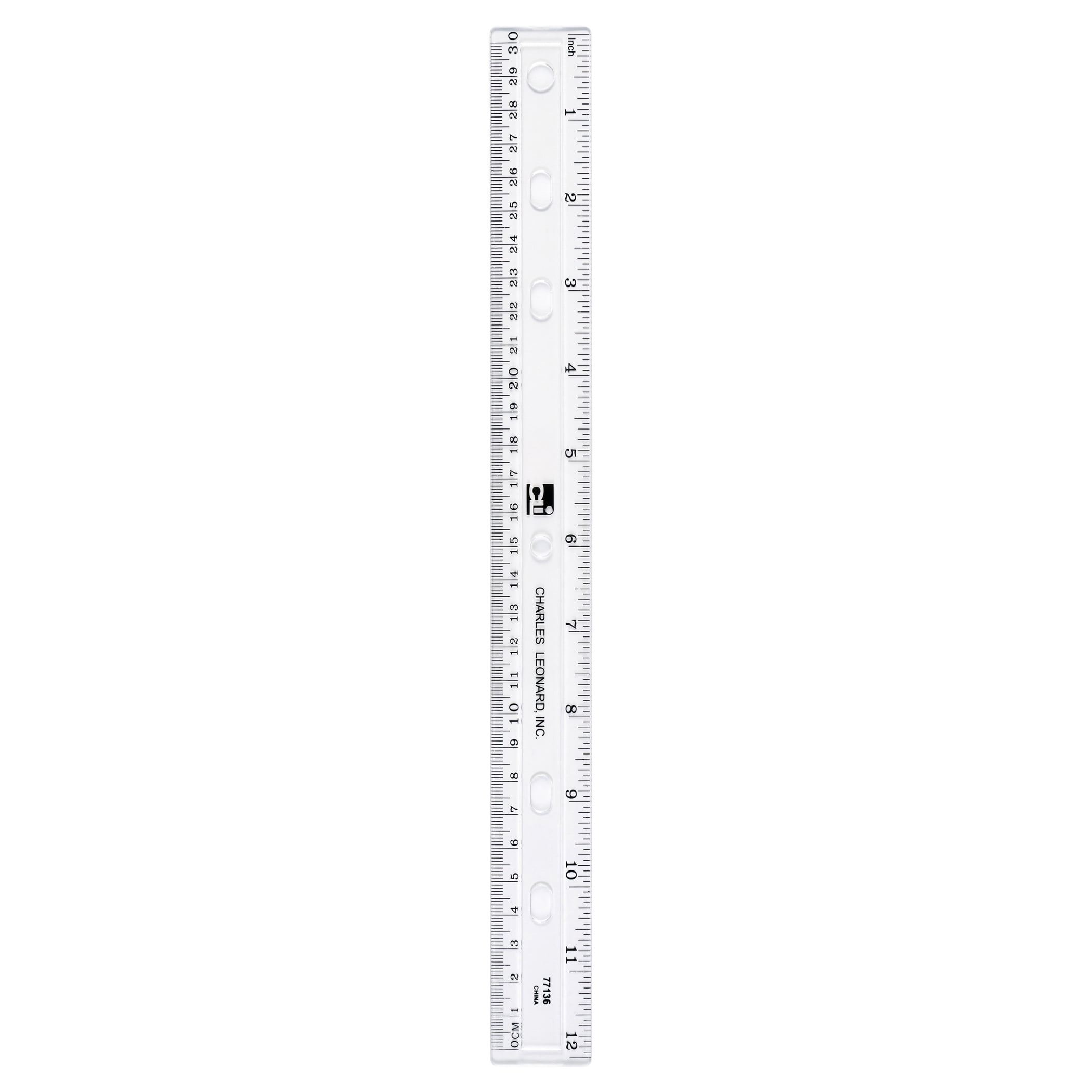 Charles Leonard Plastic Ruler, 12-Inch, Clear, Pack of 36