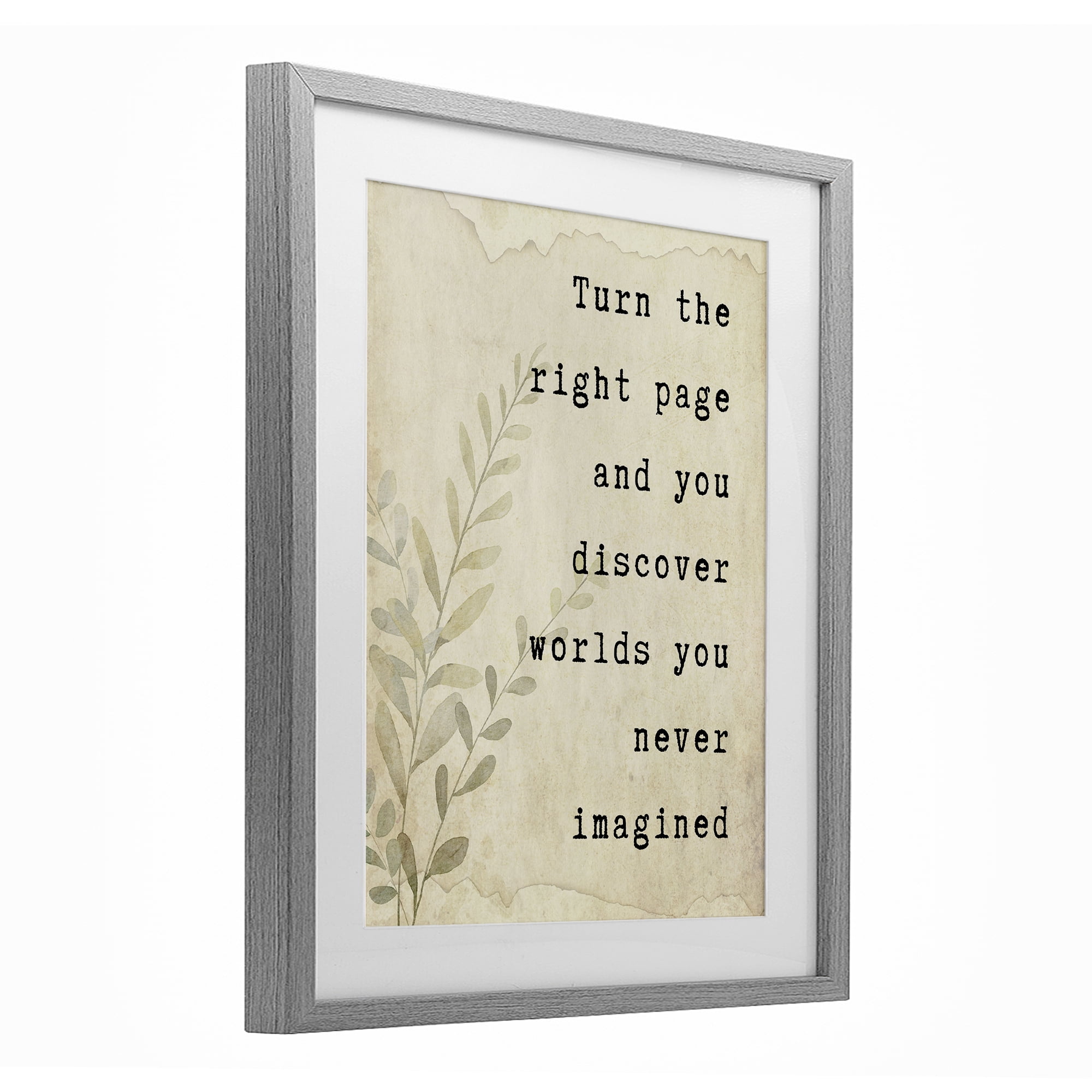 Stupell Industries Literary Wonders Quote Gray Framed Print Under Glass, design by Julia Frost