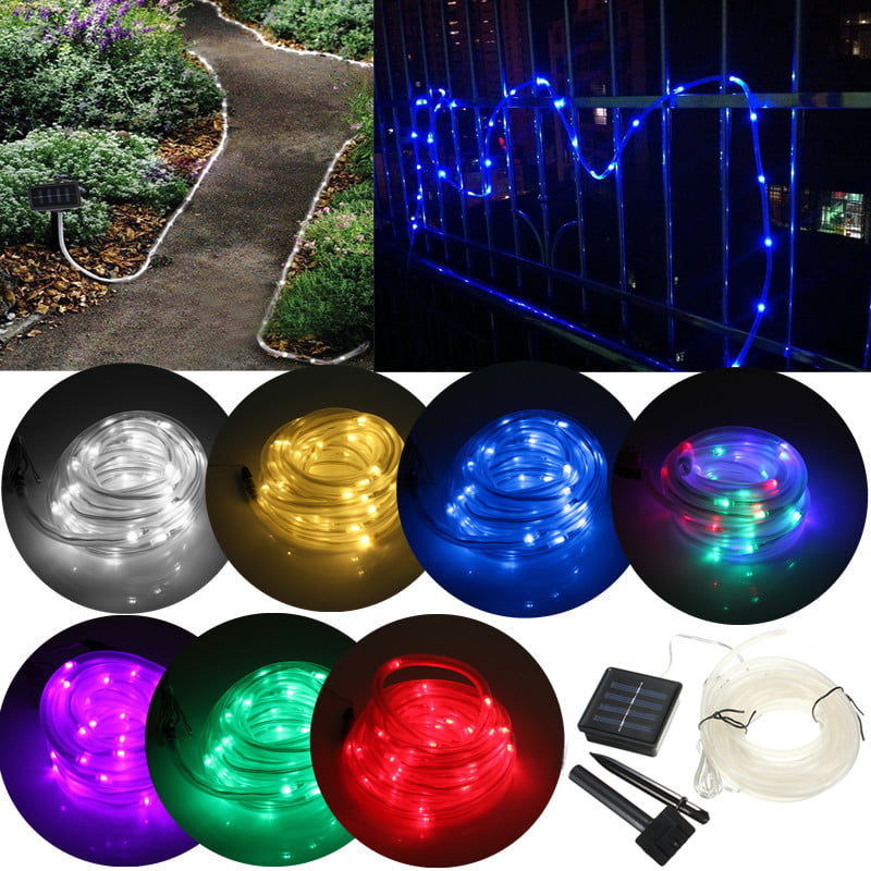LED Solar Powered Rope Tube String Light Fairy Lights Outdoor Garden Party Decor 