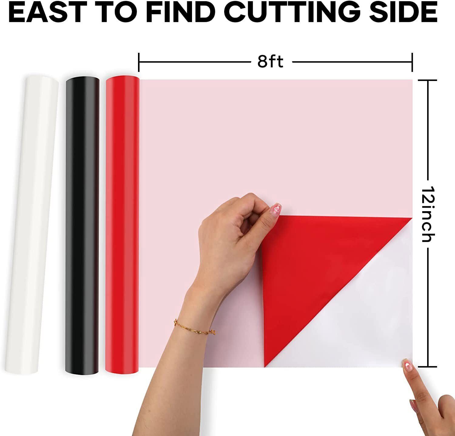 HTV Vinyl Rolls Black White and Red Heat Transfer Vinyl 12"x 8FT Iron on Vinyl