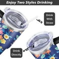 thumbnail image 5 of Navy Blue - Flowers 40oz Stainless Steel Vacuum Insulated Tumbler with Lid and Straw for Water Iced Tea Coffee Smoothie and More, 5 of 7