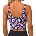 thumbnail image 3 of Lsque Skull colorful mushroom rainbow Printed Women'S Sports Bra, Compression, Moisture Wicking, High-Impact Sports Bra For Women,Supportive sports bra-Medium, 3 of 9