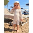 thumbnail image 4 of Baby Boys Swimsuit Seersucker Long Sleeve One Piece Zipper Bathing Suit Rash Guard Swimwear Sunsuit, 4 of 8