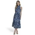 thumbnail image 2 of Falling Flowers Women's Mock Neck Sleeveless Midi Dress, Sizes XS-XL, 2 of 7