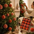thumbnail image 2 of Flocked Christmas Ball Ornaments Set, Hanging Tree Decorations for Holiday Party Wedding Decor 12 Pack, 2 of 9