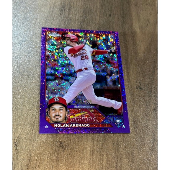 Nolan Arenado MLB Cardinals 2023 Topps Chrome Purple Speckle Refractors 115 trading card