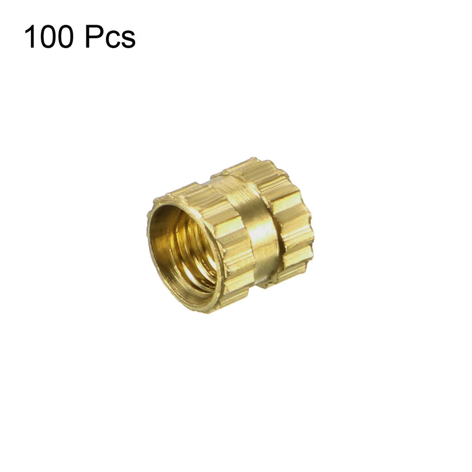 KNACK - 100Pcs Brass Knurled Threaded Insert Embedment Nuts M3 X 4Mm(L) X 4Mm(Od)