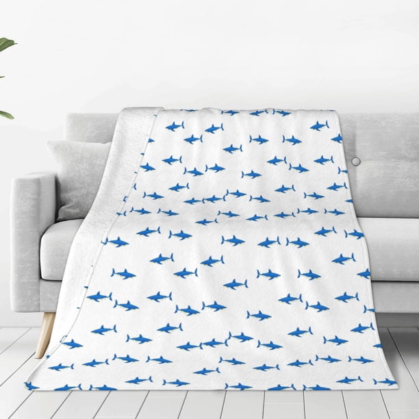 Fotbe Cute Shark Manta de Franela Acolchonada con Estampado, Súper Suave y Esponjosa, Extra Grande para Sofá, Cama, Uso Todo el Año-80"x60"