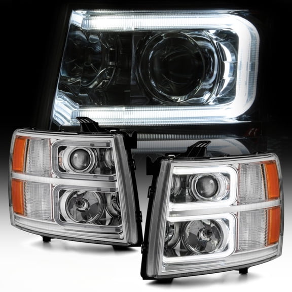 2007-2013 Chevy Silverado 1500 2500HD 3500HD [C Tube] LED Projector Headlights