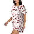 thumbnail image 2 of Fuzoiu Halloween Print Women's Short-Sleeved Pajama Set,Lounge Sleepwear Set,Womens Pajama Sets 2 Piece,Button-Up Top and Shorts with Pockets-3X-Large, 2 of 7