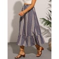 thumbnail image 4 of DARING DIVA Women's Elastic High Waist A-Line Spring Printed Midi Skirt XL Dark Blue, 4 of 6