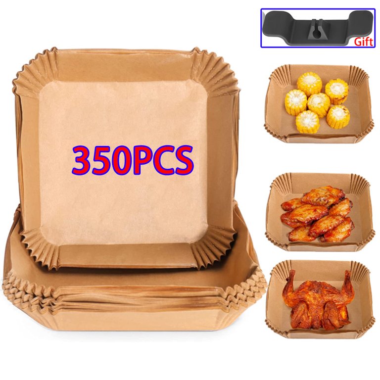 50pcs Air Fryer Disposable Paper Liner, Square Air Fryer Liners, 6.3 Inch  And 7.9 Inch, Non-Stick Disposable Liners, Grease Proof, Waterproof, Food Gr