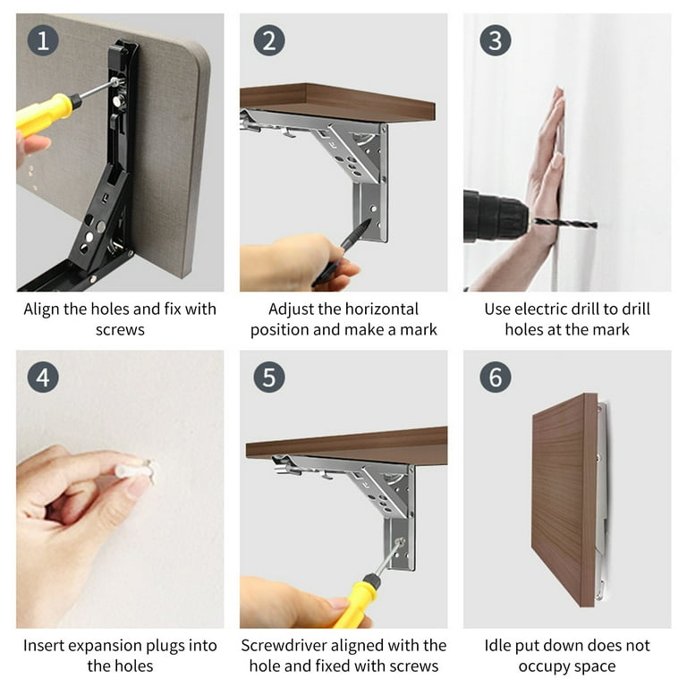 sixwipe 2 Pack Folding Shelf Brackets 10 inch Heavy Duty Metal