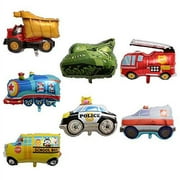 BALONAR 7PCS Train Ambulance Car School Bus Fire Truck Tank Foil Balloons Vehicles Balloons for Child Birthday Party Supplies Cute Baby Shower Decorations