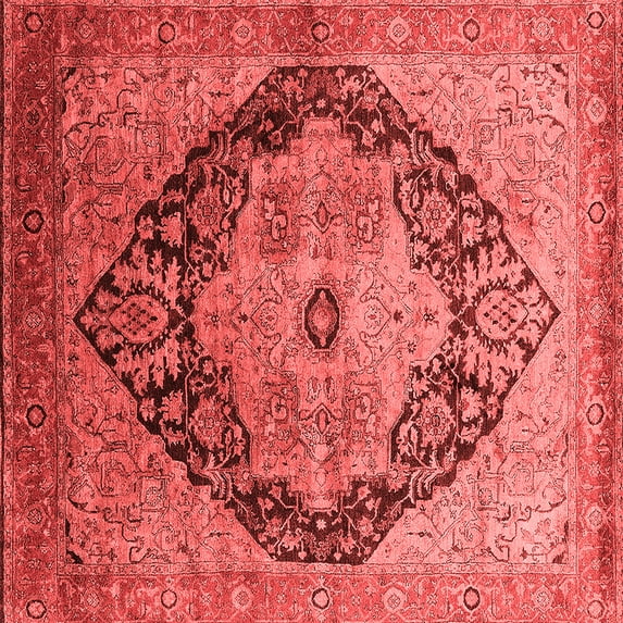 Ahgly Company Indoor Square Oriental Red Industrial Area Rugs, 7' Square