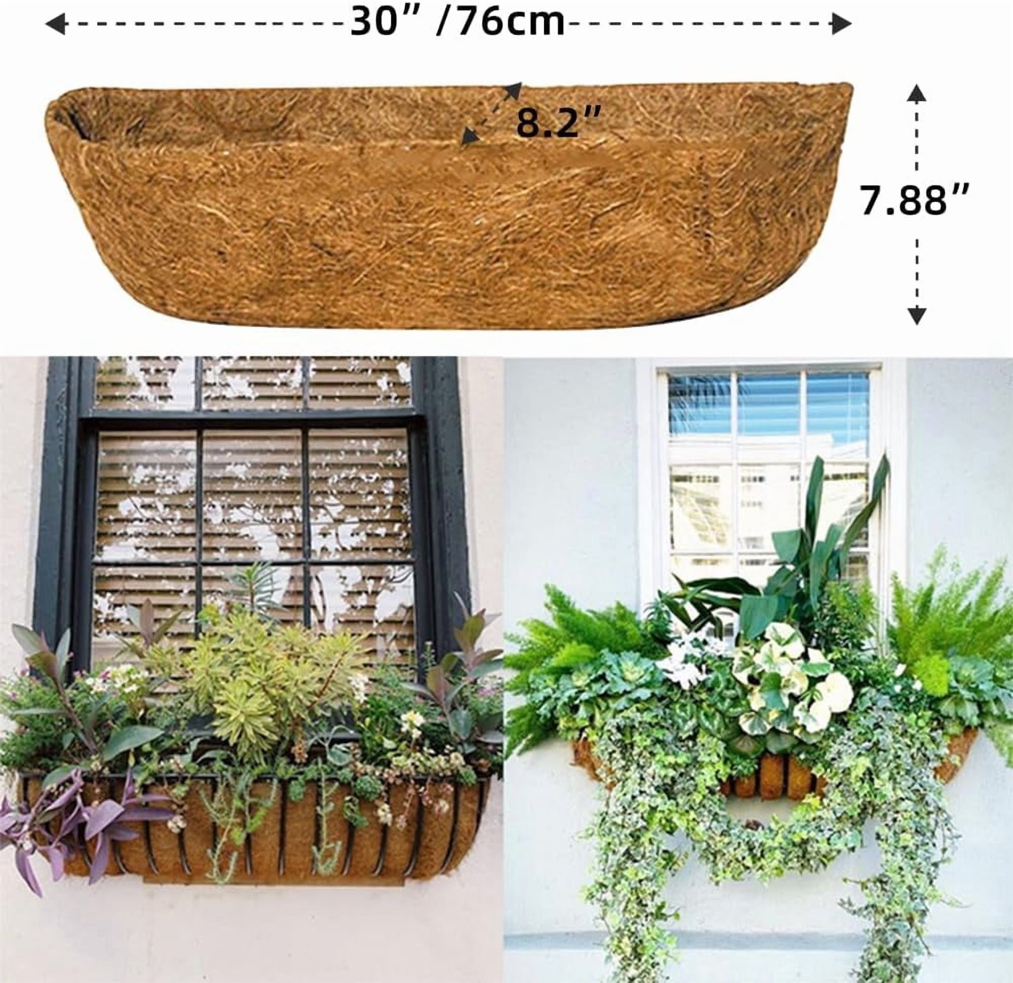 3Pcs 30” Coco Liners for Planters, Pre-Formed Trough Coconut Fiber Liner Replacement for Window Box, Fence Flower Baskets, Garden Flower Pot (30 inch 3PCS)