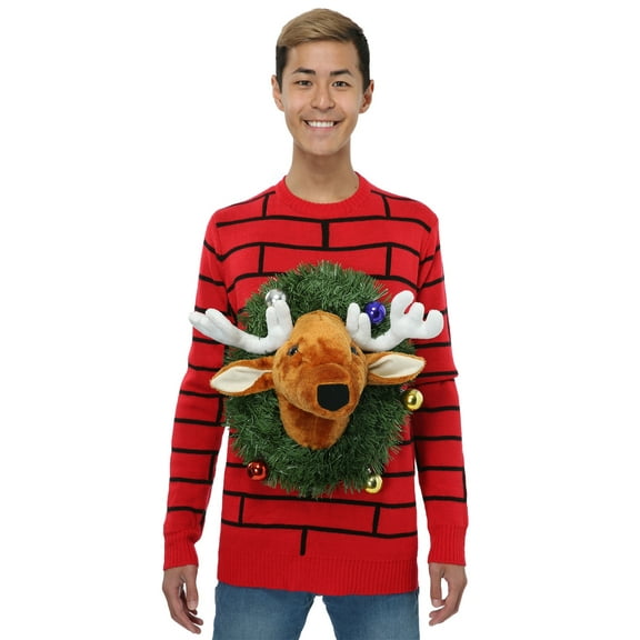 Adult Reindeer Head Ugly Christmas Sweater