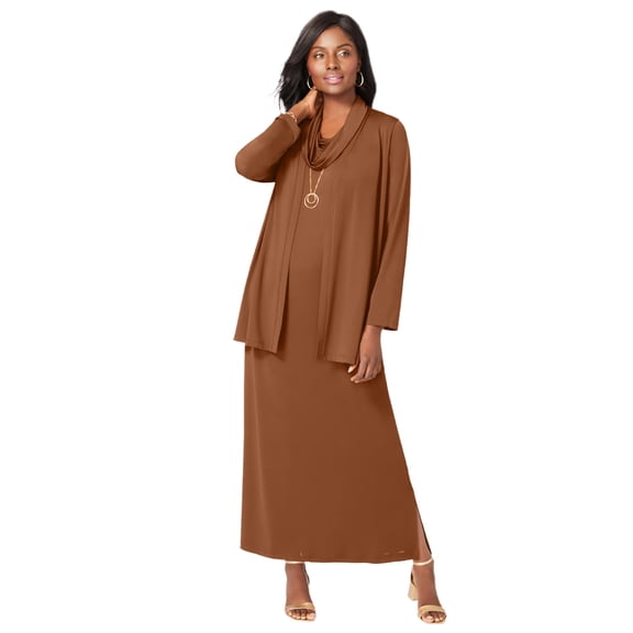 Jessica London Women's Plus Size 2-Piece Cowlneck Jacket Dress