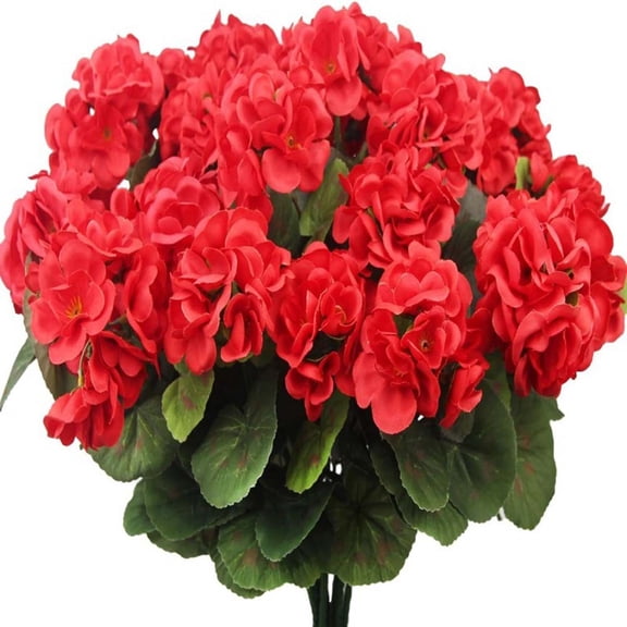 Artificial Geraniums for Outdoor 14 In Artificial Flowers 3 Bundles Silk Flowers