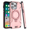 thumbnail image 3 of For Apple iPhone 15 Plus (6.7") Brushed Armor Rugged Hybrid with Invisible Magnetic Circle Kickstand Shockproof Hard PC Protective Cover ,Xpm Phone Case [ Rose Gold ], 3 of 6