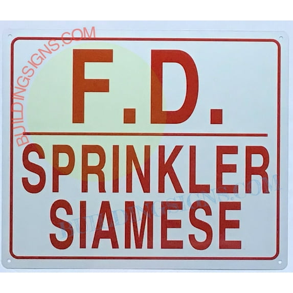 FD SPRINKLER SIAMESE SIGN(10x12,WHITE,ALUMINUM) -ref19722